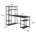 Free shipping Office Computer desk with multiple storage shelves, Modern Large Office Desk with Bookshelf and storage space(Black)
