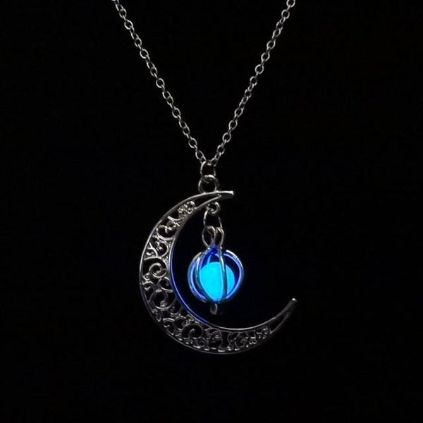 Glow In the dark Necklace| Moon shape Hollow with ball Luminous  Pumpkin Pendant Necklace | Valentine Halloween Necklace - P&Rs House