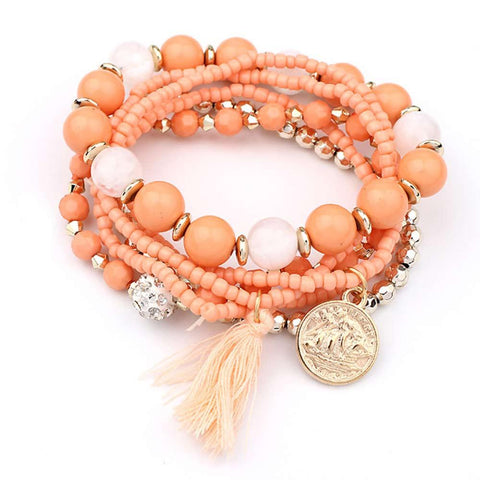 Women Fashion bracelet | Multilayer Beads Bangle Tassels Bracelets | beaded tassel bracelet