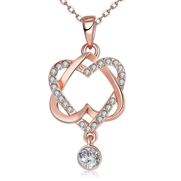 Swarovski Crystal 18K Rose Plated Intertwined Hearts Necklace - P&Rs House