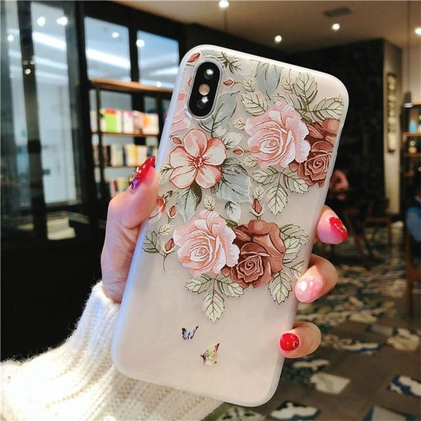 Flower Silicon Phone Case For iPhone 7 8 Plus XS Max XR | Rose Floral Cases For iPhone X 8 7 6 6S Plus 5 SE Soft TPU Cover - P&Rs House
