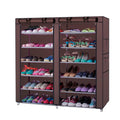 Double Rows 12 Lattices Shoe Rack Combination Shoe Storage Organizer with Nonwoven Fabric cover Cabinet Tower - P&Rs House