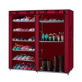 Double Rows 6 Layer 9 Lattices Shoe Rack Shelf Storage Closet Organizer Cabinet