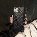 Luxury Leather Card Case with Crossbody Chain for iPhone 11 Pro Max XS XR 6 7 8