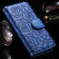Blue  Leather Flip Flower Cover Case Wallet  For Samsung S20 Ultra/S10plus/S9/S8/Note10 - P&Rs House