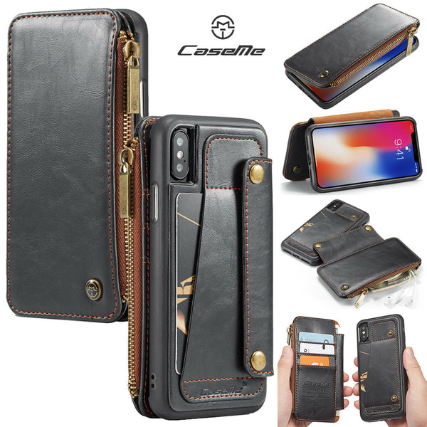 Flip Leather Zipper Wallet Detachable Case Card Slot Cover Fr iPhone XS Max XR X - P&Rs House
