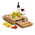 Bambusi Cheese Board and Knife Set 100% Organic Bamboo Wood Charcuterie Platter