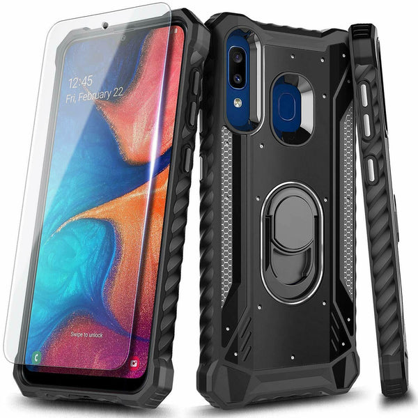 For Samsung Galaxy A10E A20 A50 Case Magnetic Ring Stand Cover + Tempered Glass - P&Rs House