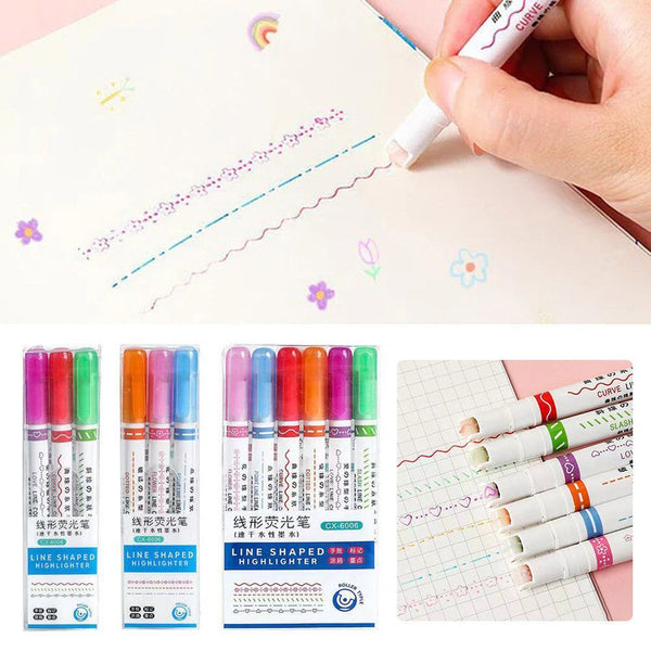 Color Curve Highlighter Pen Multiple Shapes Markers Pen Set C _mkpt4 #ns23