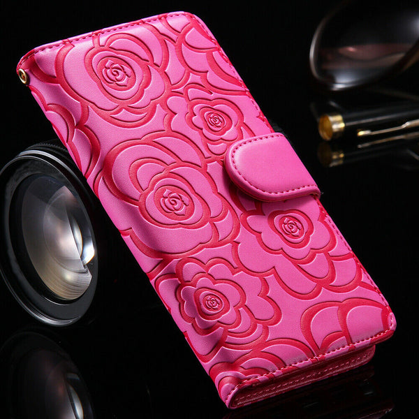 Pink Leather Flip Flower Cover Case Wallet  For Samsung S20 Ultra/S10plus/S9/S8/Note10 - P&Rs House