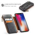 Flip Leather Zipper Wallet Detachable Case Card Slot Cover Fr iPhone XS Max XR X