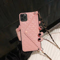 Luxury Leather Card Case with Crossbody Chain for iPhone 11 Pro Max XS XR 6 7 8