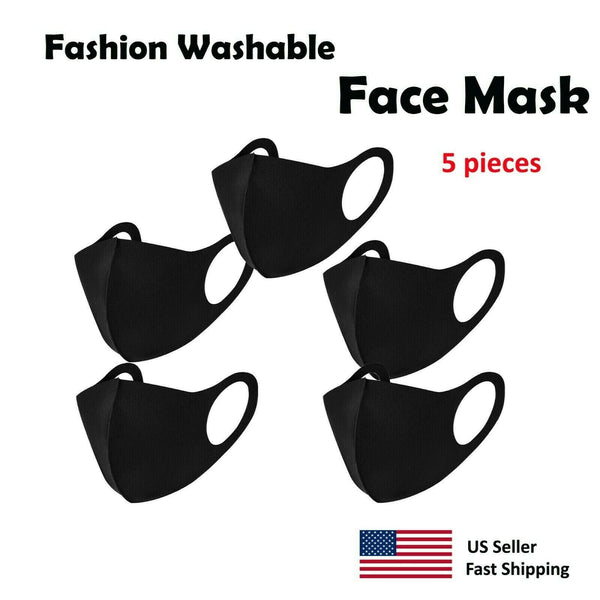 5 pack - Black Face Shield , Washable, Reusable, Unisex, Free Same Day Shipping - P&Rs House