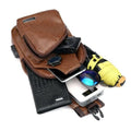 Men's Leather Sling Chest Pack Cross Body Shoulder USB Charging Port Sport Bag