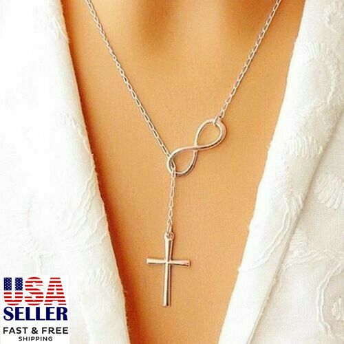 Infinity Simple Chain Cross Pendant Necklace Clavicle Choker Women Jewelry Gift