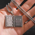 Silver Bible Open Pages Pendant Lord's Prayer Necklace Religious Jewelry 24